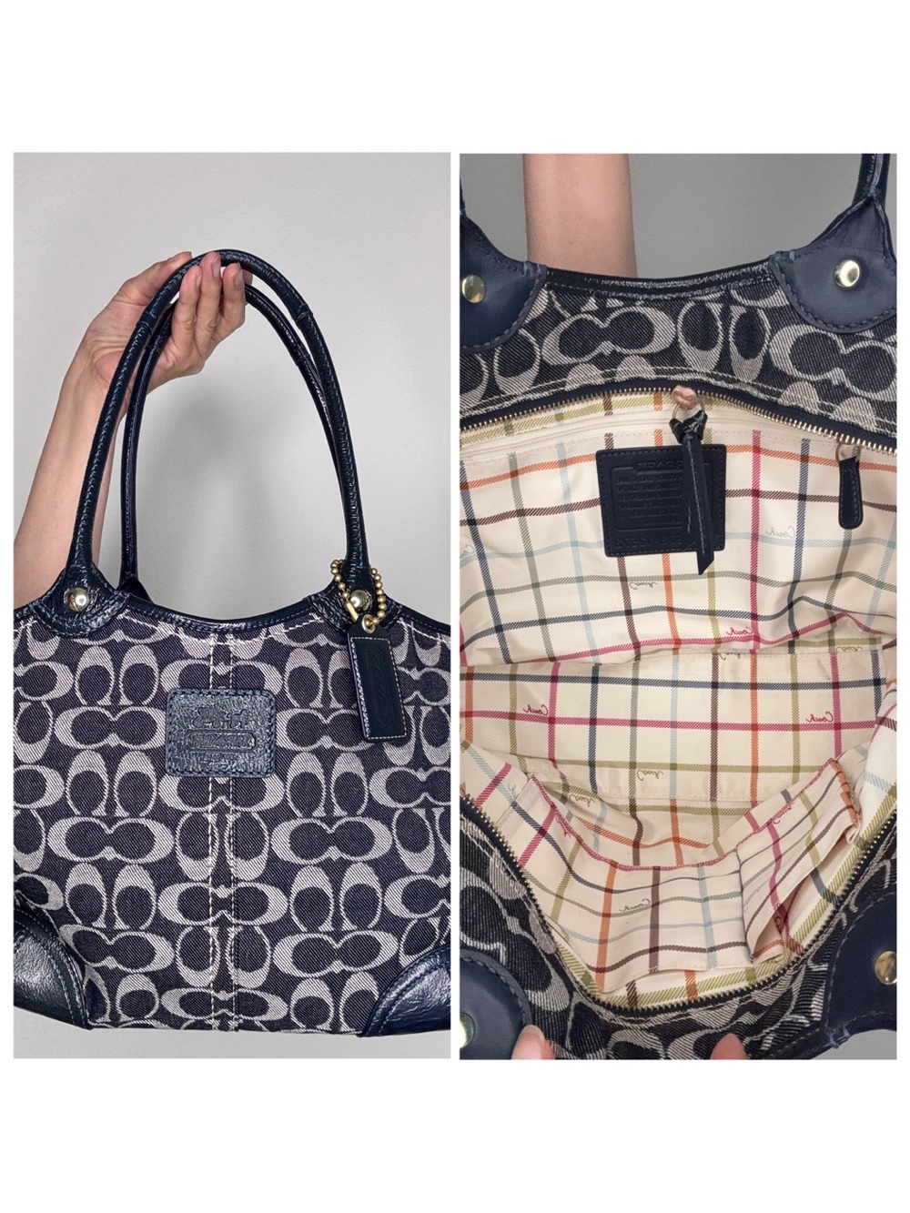 Coach Denim Bleecker Tattersall PRISTINE